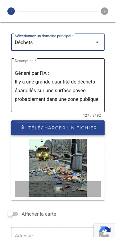 Centre de signalement — interface mobile